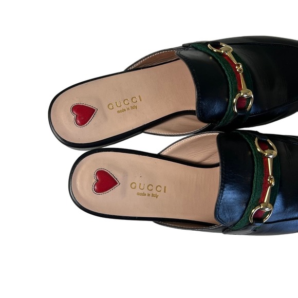 Gucci Princetown Horsebit Leather Web Stripe Accent Mules EU 38.5 - Picture 9 of 12